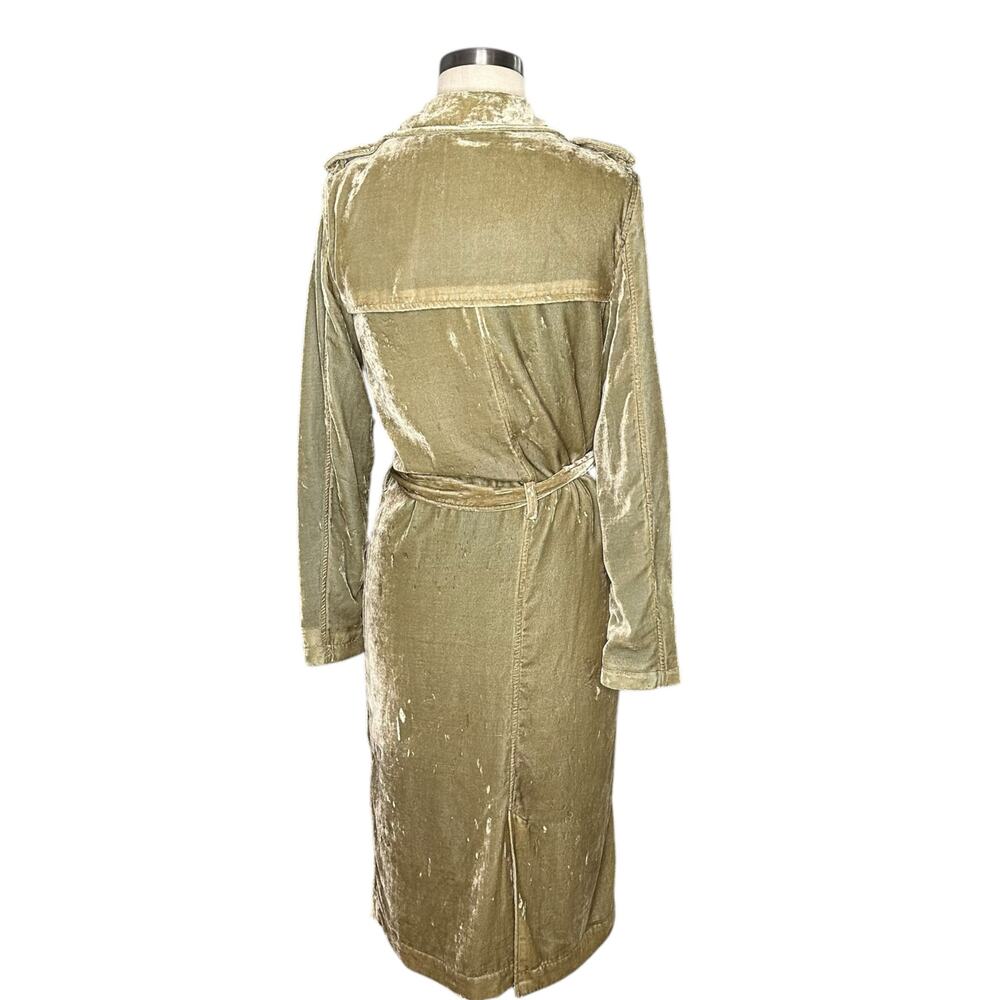 SCOTCH & SODA Very Very Velvet Green Belted Trench Coat Jacket Women's Size S - Picture 3 of 10